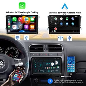 Eonon Apple CarPlay & Android Auto Car Stereo Receiver, Android 10.0 Car Stereo Ultra-Thin 3+32GB Car Radio, Compatible with Volkswagen/SEAT/Skoda, Bluetooth 5.0/4 Sets of UI, 9 Inch-Q53Pro