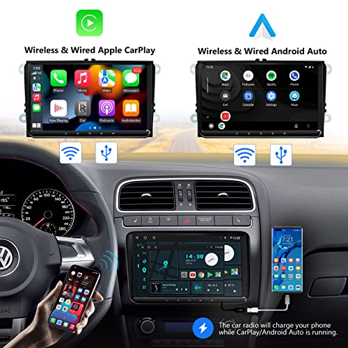 Eonon Apple CarPlay & Android Auto Car Stereo Receiver, Android 10.0 Car Stereo Ultra-Thin 3+32GB Car Radio, Compatible with Volkswagen/SEAT/Skoda, Bluetooth 5.0/4 Sets of UI, 9 Inch-Q53Pro