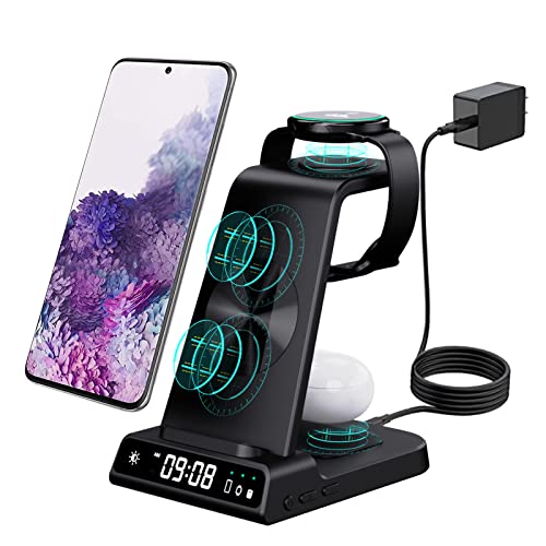 Aukvite for Samsung Wireless Charger, 3 in 1 Wireless Charging Station for Samsung S22 Ultra/Z Flip 4/Fold 4/S22+/S21/S20, Samsung Watch Charger for Galaxy Watch 5 Pro/4/3/Active 2, Galaxy Buds Pro 2