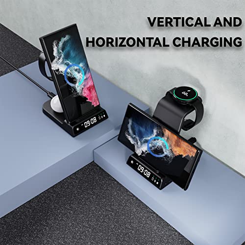 Aukvite for Samsung Wireless Charger, 3 in 1 Wireless Charging Station for Samsung S22 Ultra/Z Flip 4/Fold 4/S22+/S21/S20, Samsung Watch Charger for Galaxy Watch 5 Pro/4/3/Active 2, Galaxy Buds Pro 2