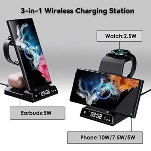 Aukvite for Samsung Wireless Charger, 3 in 1 Wireless Charging Station for Samsung S22 Ultra/Z Flip 4/Fold 4/S22+/S21/S20, Samsung Watch Charger for Galaxy Watch 5 Pro/4/3/Active 2, Galaxy Buds Pro 2