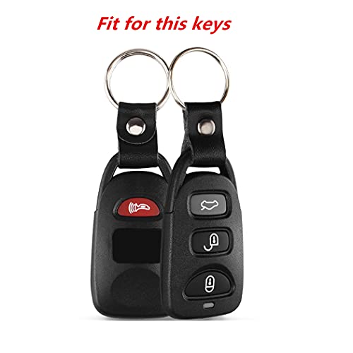 WFMJ Black Leather for Hyundai Elantra Genesis Sonata Kia Sorento Forte Optima Rondo Spectra 3 4 Buttons Smart Key Fob Case Cover Chain