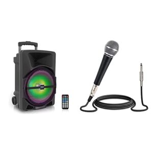 Wireless Portable PA Speaker System -1200W High Powered Bluetooth Compatible Indoor and Outdoor & FM Radio -PPHP1544B & Pro Includes 15ft XLR Cable to 1/4'', Black, 10.10in. x 5.00in. x 3.30in.