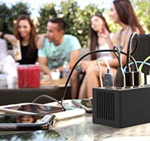 SABRENT 60 Watt (12 Amp) 10-Port Family-Sized Desktop USB Rapid Charger. 6 Micro USB Cables [X3-3foot. and X3-1foot] Black (AX-TU63)