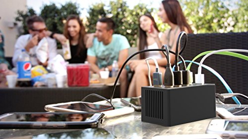 SABRENT 60 Watt (12 Amp) 10-Port Family-Sized Desktop USB Rapid Charger. 6 Micro USB Cables [X3-3foot. and X3-1foot] Black (AX-TU63)