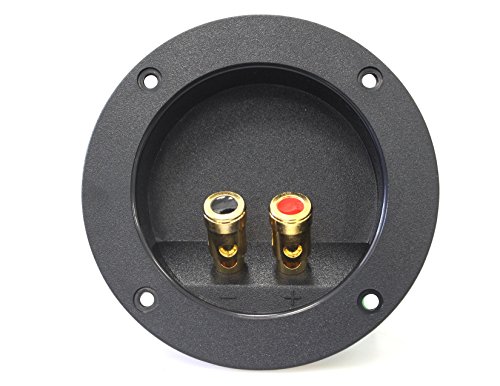 Absolute USA RST-450 4-Inch Round Gold Push Spring Loaded Jacks Double Binding Post Speaker Box Terminal Cup