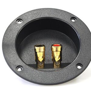 Absolute USA RST-450 4-Inch Round Gold Push Spring Loaded Jacks Double Binding Post Speaker Box Terminal Cup