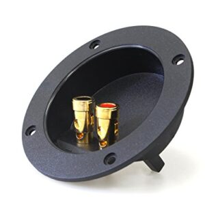 Absolute USA RST-450 4-Inch Round Gold Push Spring Loaded Jacks Double Binding Post Speaker Box Terminal Cup