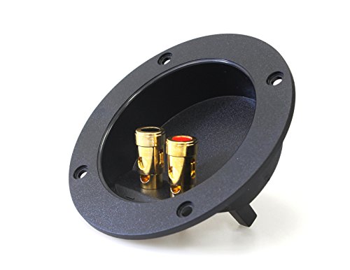 Absolute USA RST-450 4-Inch Round Gold Push Spring Loaded Jacks Double Binding Post Speaker Box Terminal Cup