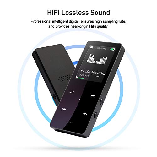 MP3 Player with Bluetooth 40GB Portable Music Player for Walking Running with Earphone Built-in Speaker for Walking Jogging Touch Buttons Design Support FM Radio Voice Recorder E-Book