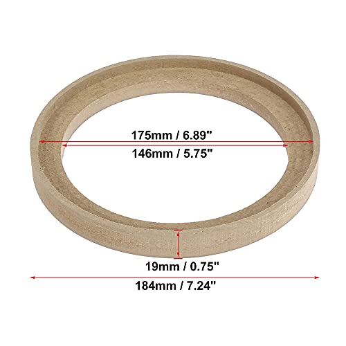 X AUTOHAUX 2Pcs Car Speaker Spacer Ring Universal for 6.5 Inch Speakers Adaptor Brackets Mounting Spacer Recess Bezel Plate Wood 146mm ID