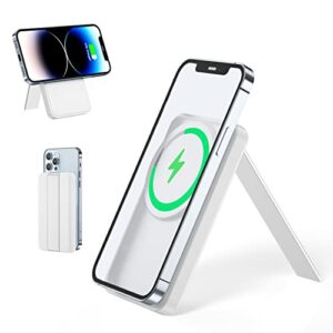 gotoqi mag safe battery pack – 5000mah magnetic wireless portable charger, foldable wireless power bank stand for magsafe battery pd 20w fast charging for apple iphone 14 13 12 pro max mini plus