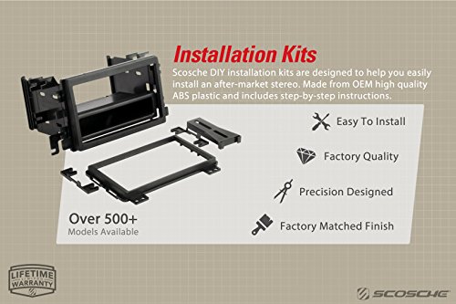 Scosche TA2052B Compatible with 2005-11 Toyota Tacoma DIN w/Molded Pocket Dash Kit Black, Silver