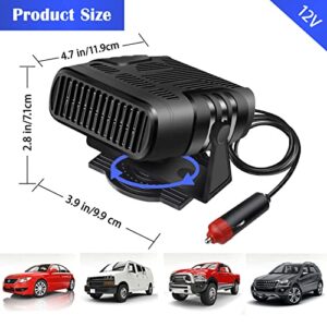 12V Car Heater Defroster,Upgraded 2 in 1 Auto Car Windshield Heater Cooling Fan Auto Defogger 360° Rotatable Fast Heating Quickly Defrost