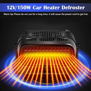 12V Car Heater Defroster,Upgraded 2 in 1 Auto Car Windshield Heater Cooling Fan Auto Defogger 360° Rotatable Fast Heating Quickly Defrost