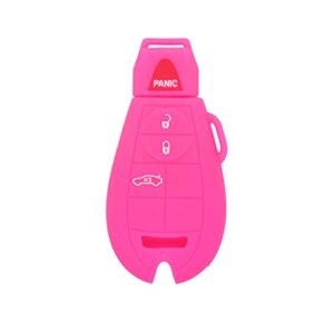 segaden silicone cover protector case holder skin jacket compatible with dodge jeep chrysler 4 button smart remote key fob cv4752 rose