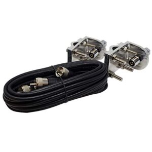 Shark Antennas TS822-2B Dual CB Antenna Kit with 2ft Antennas, Aluminum Mirror Mounts and 12ft Co-Phase Coax Cable with PL-259 Connectors.