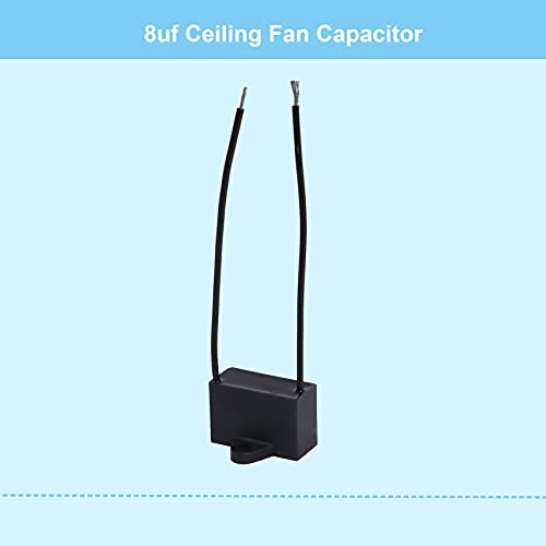 PODOY CBB61 8uf Ceiling Fan Capacitor 2 Wire for New Tech 250VAC 50/60Hz