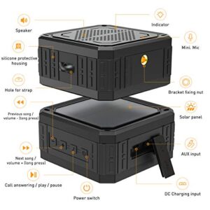 ABFOCE Solar Speaker Portable IPX6 Waterproof Bluetooth Speaker 15 Hours of Playtime Rich Stereo Bass Shockproof Dustproof for Home and Outdoor Wireless Speaker-Black