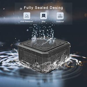 ABFOCE Solar Speaker Portable IPX6 Waterproof Bluetooth Speaker 15 Hours of Playtime Rich Stereo Bass Shockproof Dustproof for Home and Outdoor Wireless Speaker-Black