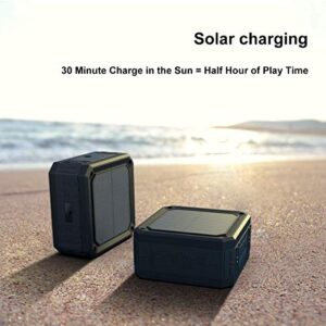 ABFOCE Solar Speaker Portable IPX6 Waterproof Bluetooth Speaker 15 Hours of Playtime Rich Stereo Bass Shockproof Dustproof for Home and Outdoor Wireless Speaker-Black