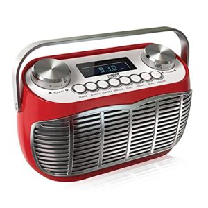 am fm portable radio, battery operated or ac powered retro portable radios with best reception, vintage clock radio with dual alarms, plug in wall transistor radio, shortwave am/fm radios for home