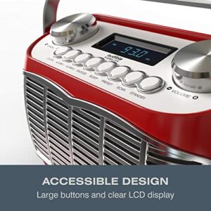 AM FM Portable Radio, Battery Operated or AC Powered Retro Portable Radios with Best Reception, Vintage Clock Radio with Dual Alarms, Plug in Wall Transistor Radio, Shortwave AM/FM Radios for Home