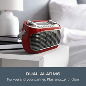 AM FM Portable Radio, Battery Operated or AC Powered Retro Portable Radios with Best Reception, Vintage Clock Radio with Dual Alarms, Plug in Wall Transistor Radio, Shortwave AM/FM Radios for Home