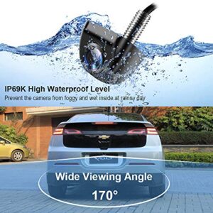 Backup Camera for Car IP69K Waterproof Rear View Camera 170° Super Wide Angle Vehicle Reverse Camera HD Night Vision Universal Car Camera for Truck SUV RV Van (Black)