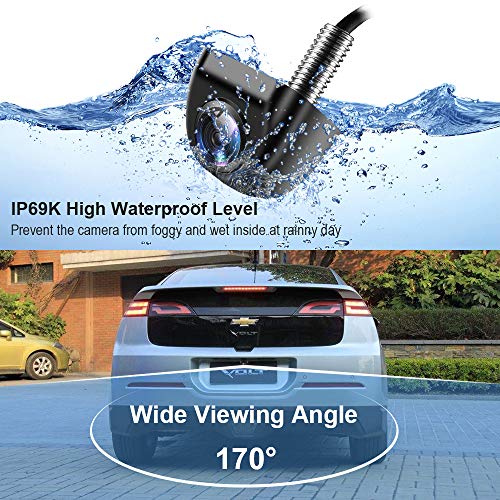 Backup Camera for Car IP69K Waterproof Rear View Camera 170° Super Wide Angle Vehicle Reverse Camera HD Night Vision Universal Car Camera for Truck SUV RV Van (Black)