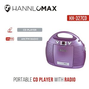 HANNLOMAX HX-327CD Portable CD Player with AM/FM Radio, Aux-in, AC/DC Dual Power Source. (Purple)