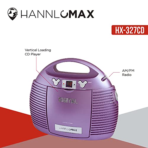 HANNLOMAX HX-327CD Portable CD Player with AM/FM Radio, Aux-in, AC/DC Dual Power Source. (Purple)