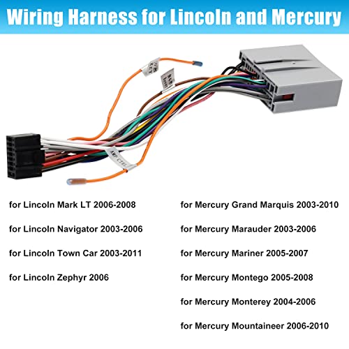 Aftermarket Radio Wiring Harness Connector Adapter Replacement for Ford/F-150/F-250/-F350 Escape Expedition Lincoln Mercury Car Stereo Wire Cable