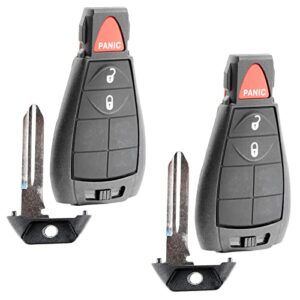 keylessoption keyless entry remote control car key fob starter clicker for dodge chrysler jeep (pack of 2)