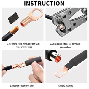 144Pcs Battery Terminal Connectors,HEMEI AWG4 6 8 12/10 Cable lugs, Heavy Duty Terminal Wire Lugs,72pcs Battery Cable Ends Ring Terminals with Spy Hole and 72pcs 3:1 Heat Shrink Tubing.