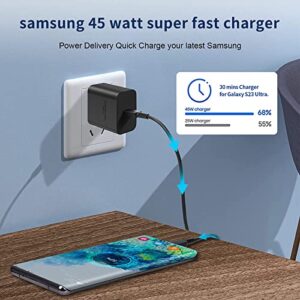 Samsung Galaxy S22 Ultra Charger，45W USB C Wall Charger Fast Charging for Samsung Galaxy S23/S23+/S23 Ultra/S22 Ultra/S22 Plus/S22/S21 Ultra/S21+/S20 Ultra/Note 20 with 6FT Type C Cable