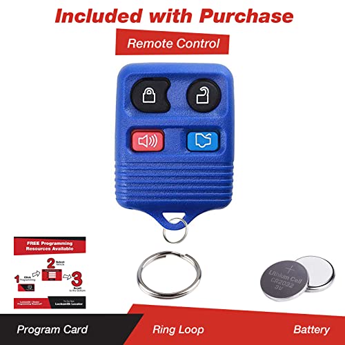 KeylessOption Blue Replacement 4 Button Keyless Entry Remote Control Key Fob Clicker