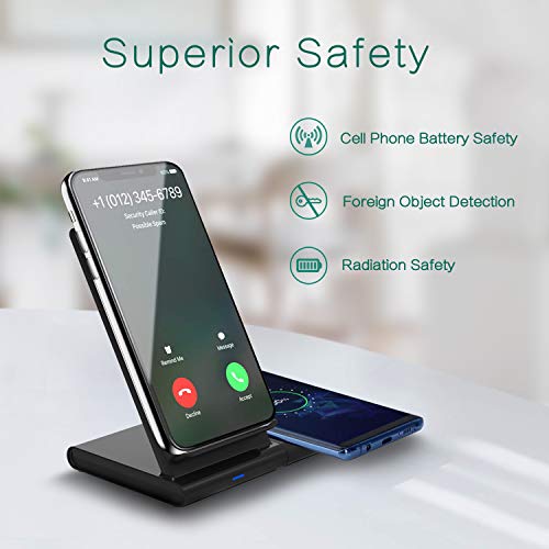 Wireless Charger, Dual Wireless Charger Magnetic 10W Wireless Charging Stand & Dock, Compatible with iPhone XR/XS MAX/XS/X/8/8 Plus/Airpod, Samsung Galaxy S10/S9/S8/S7/Note 9/8, Galaxy Watch