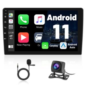 2023 android 11 double din car stereo with wireless apple carplay android auto, hikity 10 inch touch screen car radio with hifi/bt/gps navigation support fastboot backup camera wifi connection