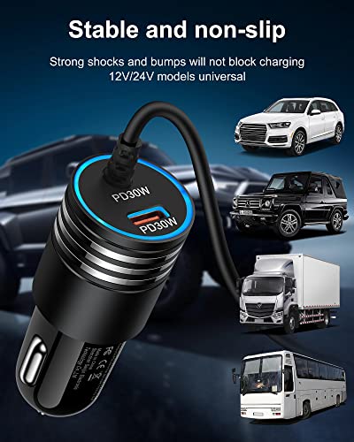 60W USB C Car Charger Android USB-C Fast Charging Cable for Samsung Galaxy S23 Ultra S23+ S22 Plus S21 S20 S10 A14 A13 A04S A03S A12 A02S, USBC Cigarette Lighter Adapter Typec Cargador Auto 30W C Cord