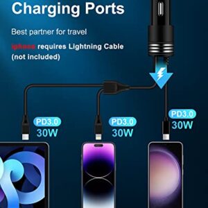 60W USB C Car Charger Android USB-C Fast Charging Cable for Samsung Galaxy S23 Ultra S23+ S22 Plus S21 S20 S10 A14 A13 A04S A03S A12 A02S, USBC Cigarette Lighter Adapter Typec Cargador Auto 30W C Cord