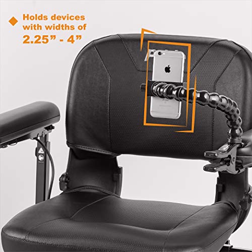 ModularHose Assistive Technology Phone Holder with Heavy-Duty Spring Clamp (Opens to 2"), 24 Inch Arm