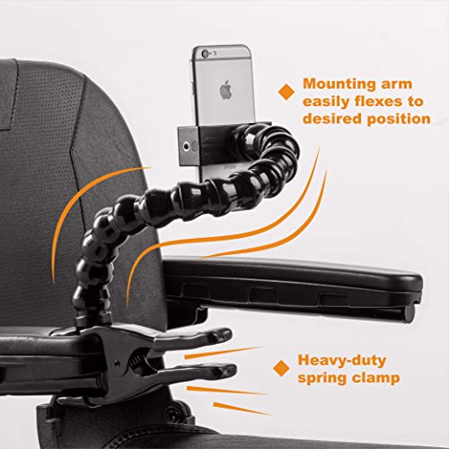 ModularHose Assistive Technology Phone Holder with Heavy-Duty Spring Clamp (Opens to 2"), 24 Inch Arm