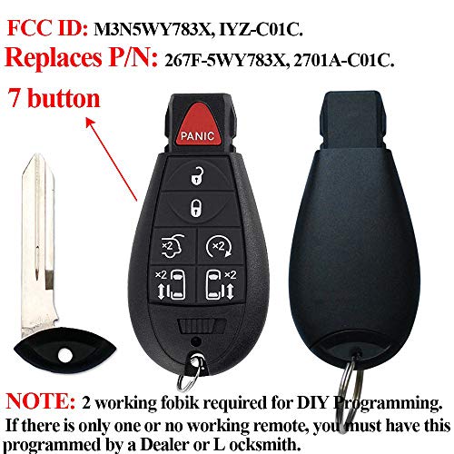 BESTHA for 2008-2015 Chrysler Town and Country 2008-2014 Dodge Grand Caravan Keyless Entry Remote Key Fob Replacement M3N5WY783X IYZ-C01C