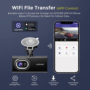 AZDOME M560-3CH Dash Cam 3 Channel, Built in WiFi GPS, 128GB eMMC Storage, 4” IPS Touch Screen, Front Cabin Rear 1080P Dash Camera for Cars, 1440P+1080P Dual, IR Night Vision, Capacitor, Parking Mode