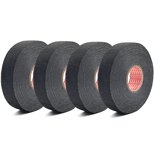 4Pcs 1in Wire Loom Harness Tape,High Temp Wiring Loom Harness Self-Adhesive Felt Cloth Tape for Automotive Electrical Wrap Protection Noise Damping Cable Fixed 25mm×25