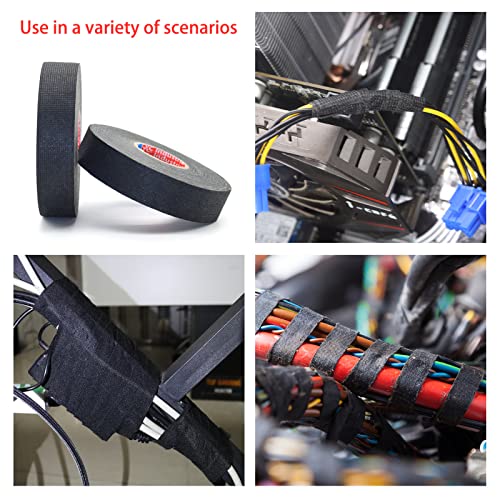 4Pcs 1in Wire Loom Harness Tape,High Temp Wiring Loom Harness Self-Adhesive Felt Cloth Tape for Automotive Electrical Wrap Protection Noise Damping Cable Fixed 25mm×25