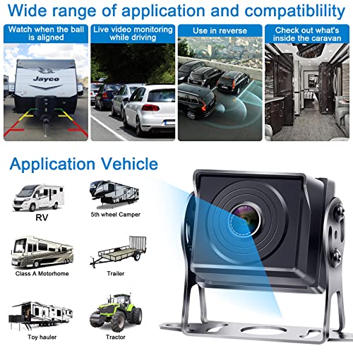 AMTIFO RV Backup Camera HD 1080P 7 Inch Monitor Rear View System for Trailer Truck Camper 5th Wheel Reverse Cam Easy Installation Waterproof Clear Color Night Vision DIY Guide Lines A13