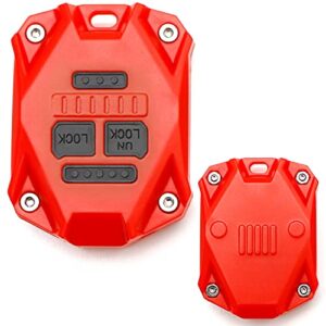 ijdmtoy large/big red plastic key remote fob enclosure shell w/black keypads, compatible with jeep 2007-2017 wrangler jk