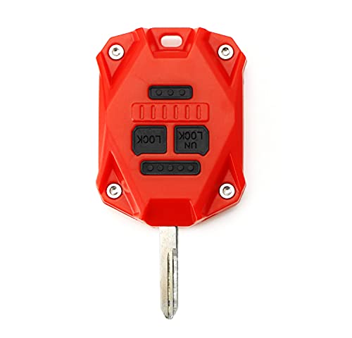 iJDMTOY Large/Big Red Plastic Key Remote Fob Enclosure Shell w/Black Keypads, Compatible with Jeep 2007-2017 Wrangler JK